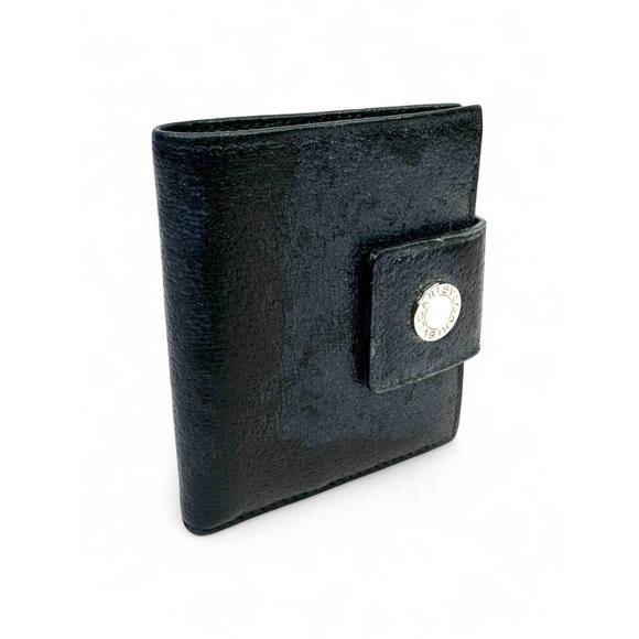 BVLGARI Vintage Blue & Black Leather Trifold Wallet - Picture 2 of 10